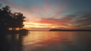 Sunset over the main lake from our Dock