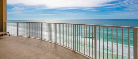 Large private balcony access from living and master!
