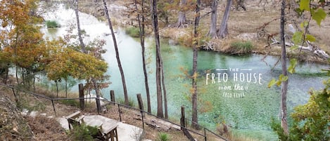 Crystal clear water directly below The Frio House.