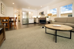 The open floor plan is spacious and convenient. 