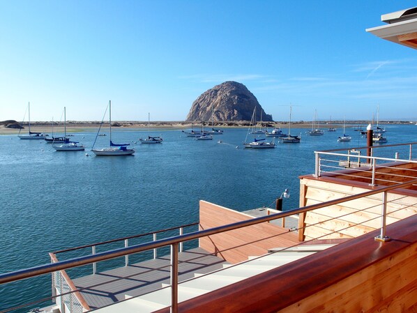 This is the amazing up-close view of Morro Rock from the balcony