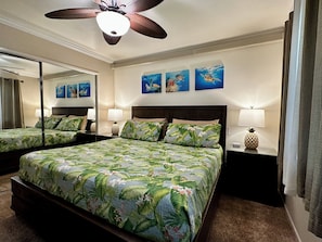 King size bed in bedroom