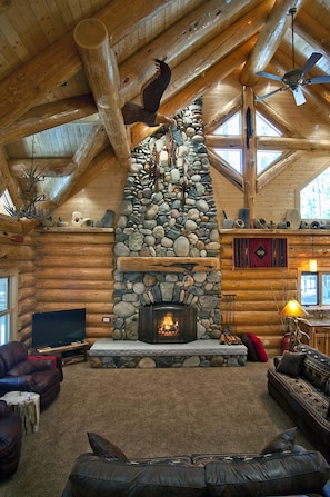 Beautiful rock fireplace