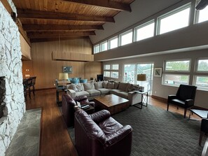 Great room overlooking pool.