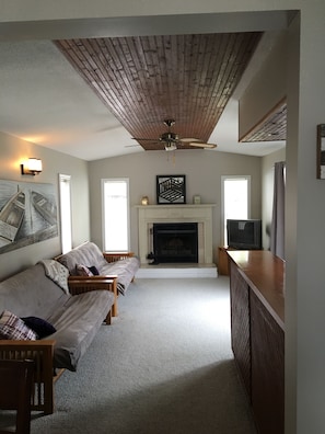 Family room with new large flatscreen TV 