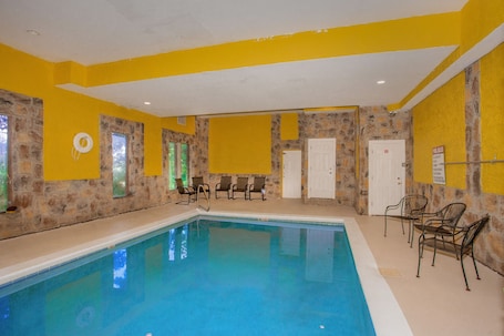 Indoor Heated Pool heated 84-86 degrees. (Not heated to hot tub temps) 9 'x 12'