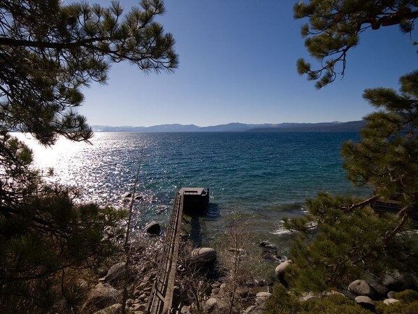 Step outside and take advantage of the private pier—ideal for morning coffee with serene lake views or simply soaking in the Tahoe sunsets