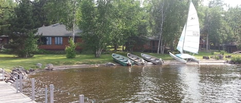 Lakefront View of Lodge and Cabin 1