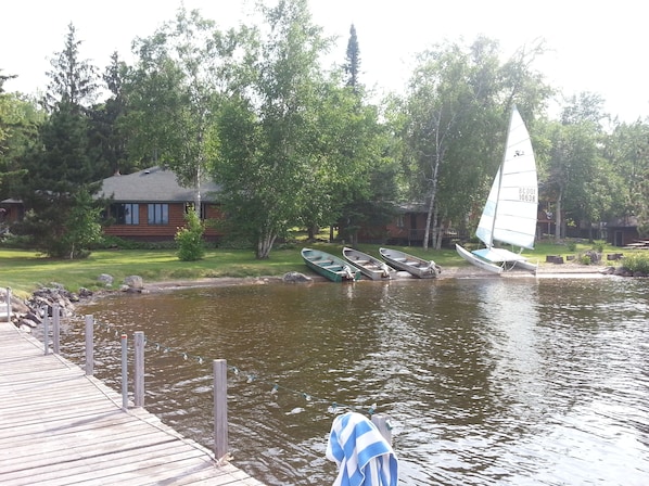 Lakefront View of Lodge and Cabin 1