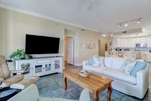 Oceanfront Living Area with Flat Screen TV