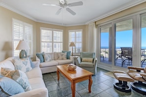 Oceanfront Living Area with Flat Screen TV