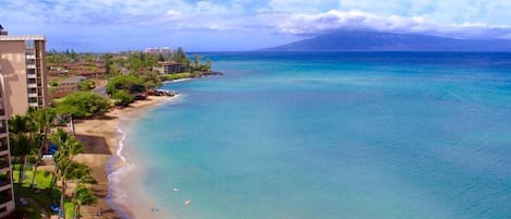 Beautiful Coastline right off of our lanai looking at the island of Lanai.