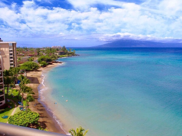 Beautiful Coastline right off of our lanai looking at the island of Lanai.