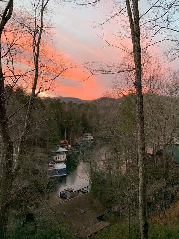 Sunset from Lake Haven Vista back deck 