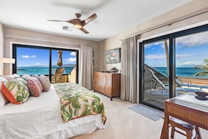 Corner master bedroom with access to two lanais and fabulous ocean views