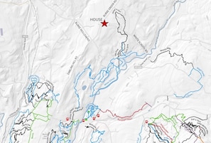 House location relative to bicycling/snow shoeing trails