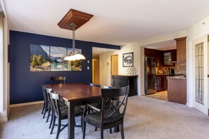 Dining table comfortably seats 8