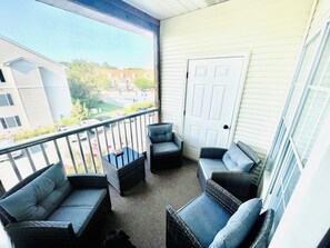 Comfy seating on our patio