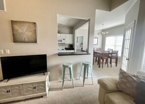 Dining seating plus two Beachy barstools