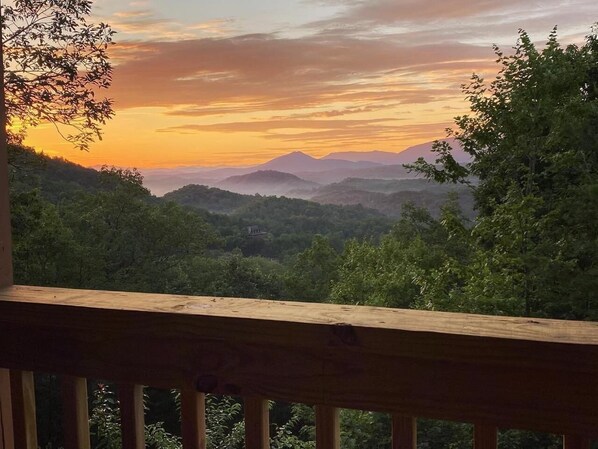 Wouldn't you like to wake up to this sunrise from the deck of Bear Haven?
