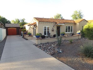 Shows the front of the 80' long driveway