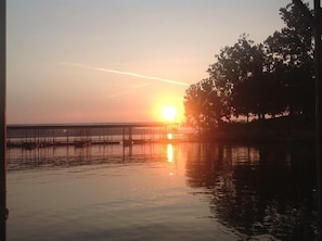 Sunrise at boat dock