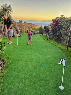 Putting green with ocean views