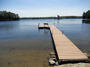 Dock and sandy beach.
If you like watching loons this is the place