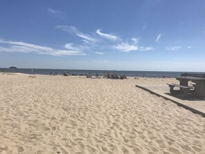 Private sandy beach across from Duck Island