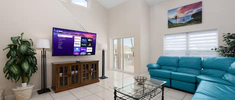 Living area with large Smart TV