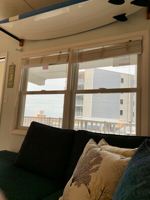 Ocean views from the comfy sectional couch