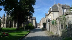 Looking down rue Néel de la Vigne toward the house