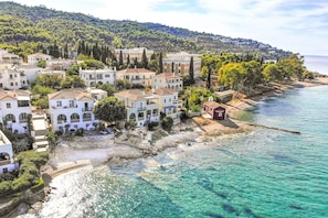 aerial house and area view from the sea side 