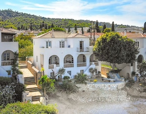 aerial house view from the sea side 