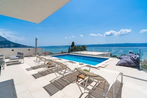 Villa Lapis and amazing sea and mountain views from the pool area