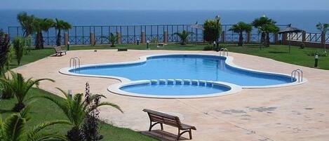 pool area overlooking the med