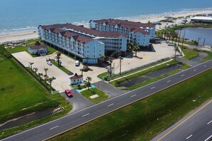 Bird's-eye view of the resort! It is located right at the beach!