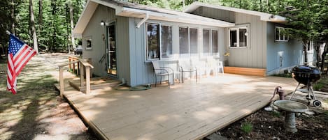 Deck and front of cottage