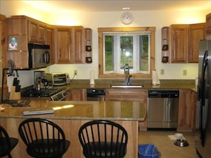 Kitchen, granite counters, stainless steel appliances