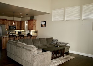 Comfortable great room with large sectional for the whole family