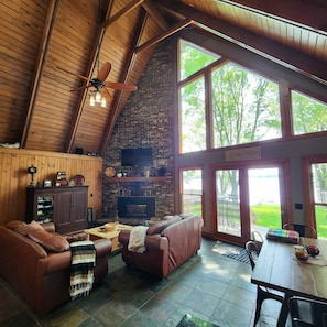 Living Area With gas Fireplace...Excellent Lake view!