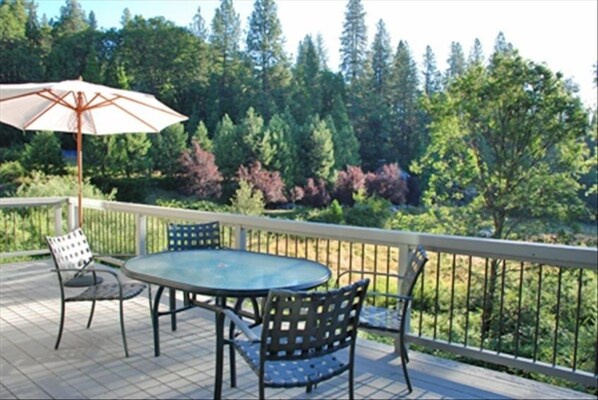 comfortable deck for lounging, eating and stargazing