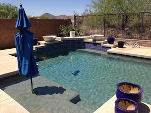 Enjoy a casual swim in the backyard pool (heating available in fall and winter)