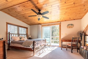 Our main sleeping area in the loft with balcony overlooking the falls.