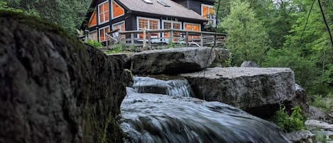 View of the cottage from across the creek