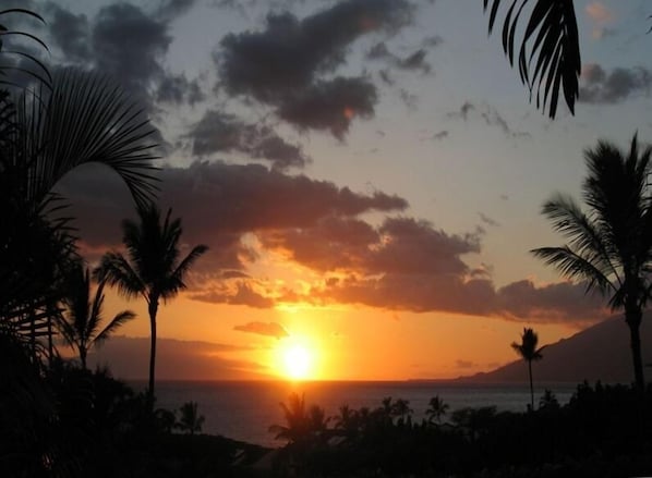 Breathtaking sunset view from ocean view lanai.