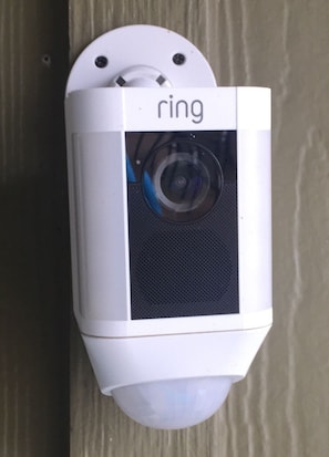 Ring cameras are posted outside front and back entrances for added security.
