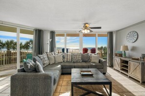 View looking out from living room 