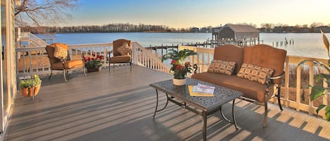 spacious deck overlooking Fishing Creek and the Chesapeake Bay