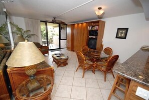 Queen sized murphy bed in living room